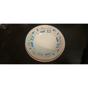 Vintage Royal China Blue Heaven Atomic MCM Bowl and Saucer Set Blue Gray White